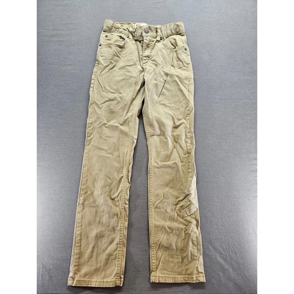 Levis 511 Slim Boys Khaki Tan Chino Pants Size 12 Reg 26x27 Adjustable Waist